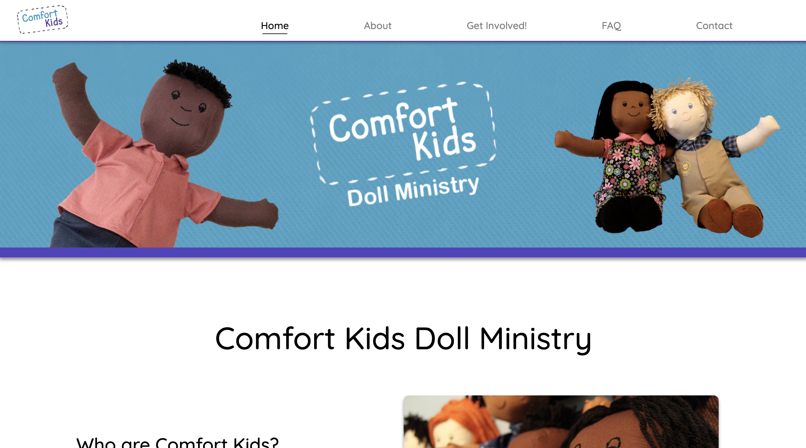 Thumbnail for the Comfort Kids Doll Ministry website